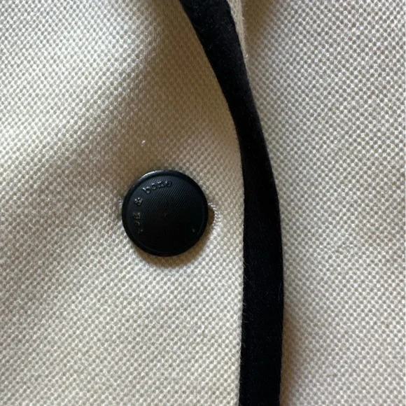 rag & bone Nancie Pique Blazer Size 4 in Marshmallow White w/ Black Trim - Picture 4 of 6